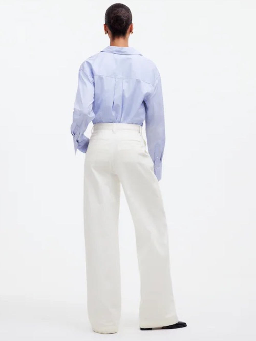 Madewell Harlow Wide Leg Jeans 30 Pleated Baggy High Rise Airy Denim White Pants - Picture 3 of 16